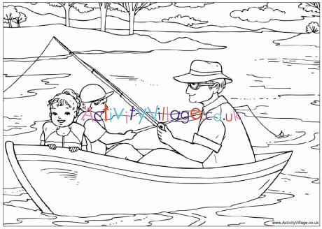 Fishing with Granddad colouring page