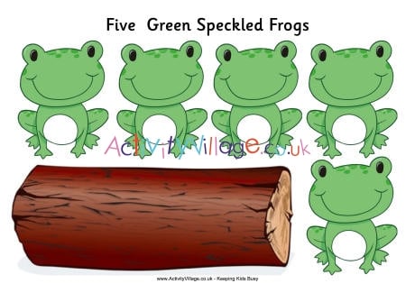 Five green speckled frogs