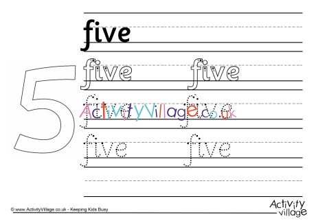 Five handwriting worksheet