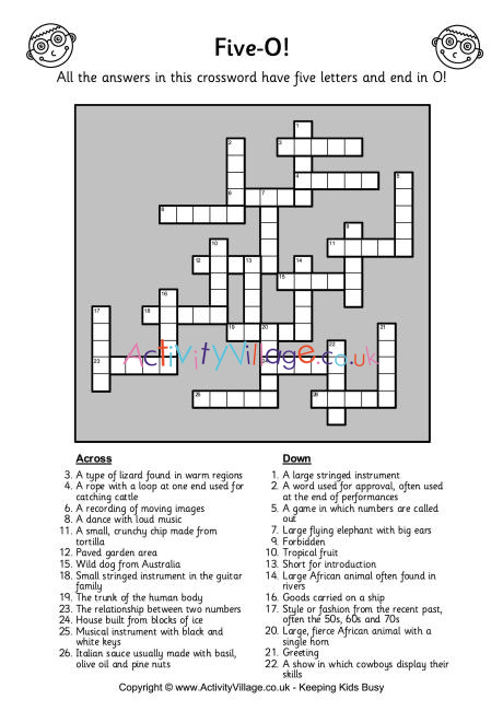 Five O Crossword Five O Crossword