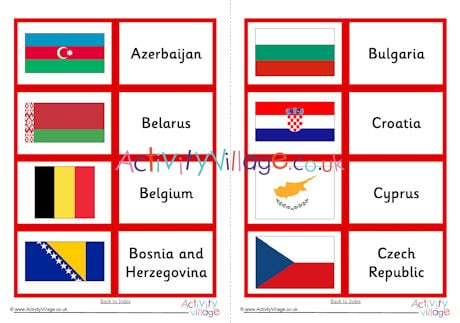 All Flags of Europe Matching Cards
