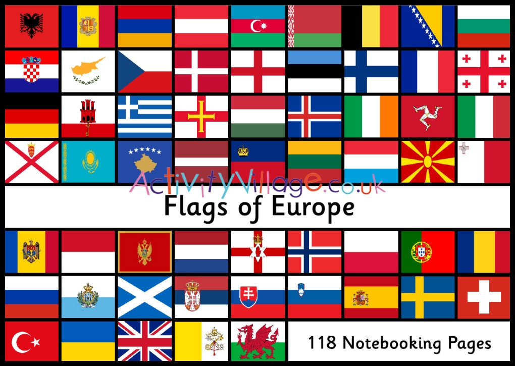 All flags of Europe notebooking pages