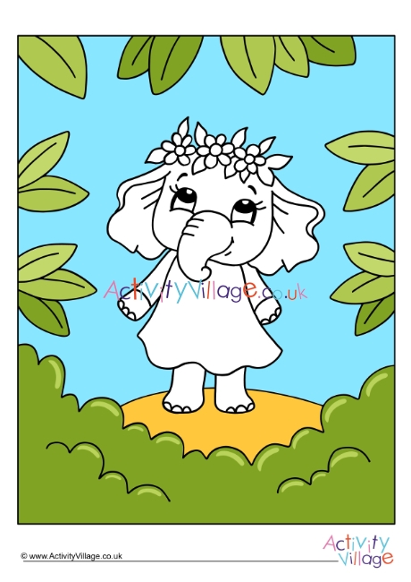 Flower Elephant Colour Pop Colouring Page 