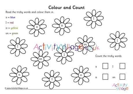 Flower tricky words colour and count