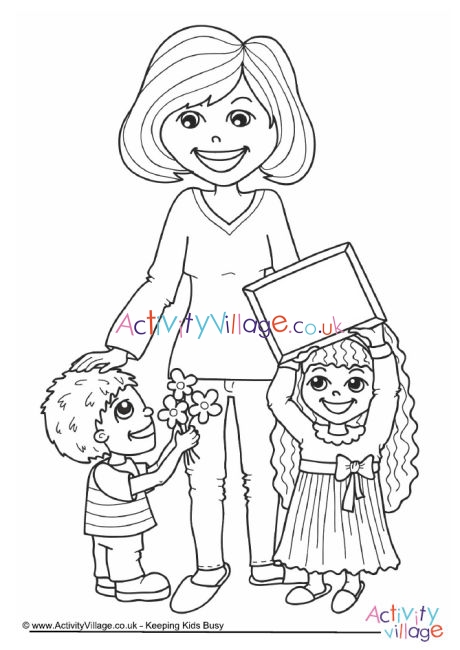 Flowers and card colouring page