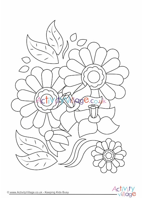 Flowers Colouring Page 1