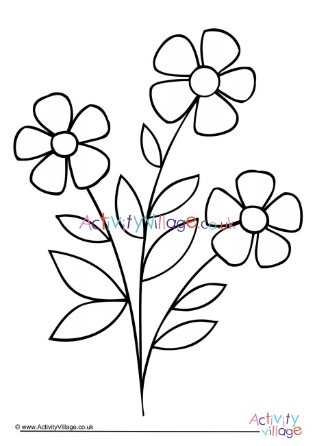 Flowers colouring page 3