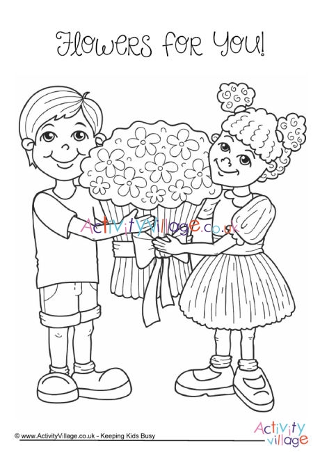 Flowers for you colouring page