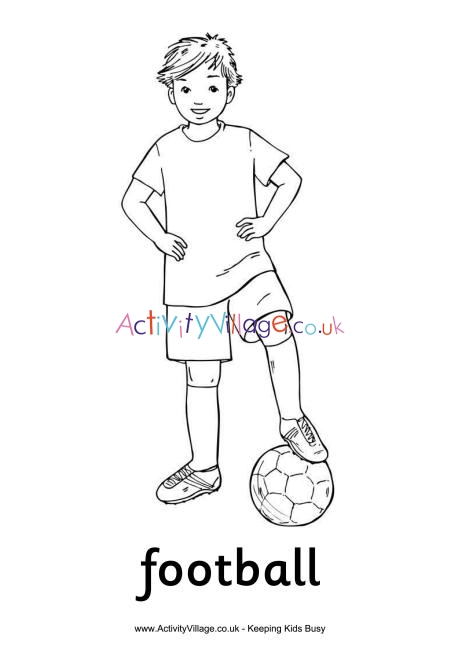 Football boy colouring page