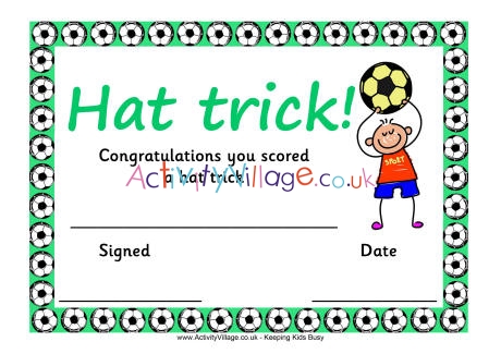 Football certificate - hat trick