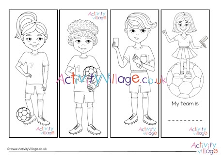 Football characters colouring bookmarks 2