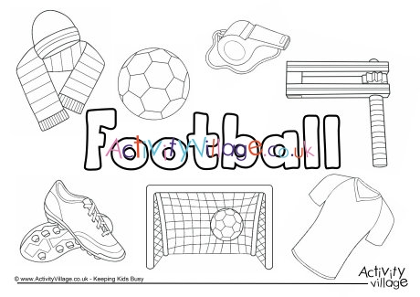 Football collage colouring page
