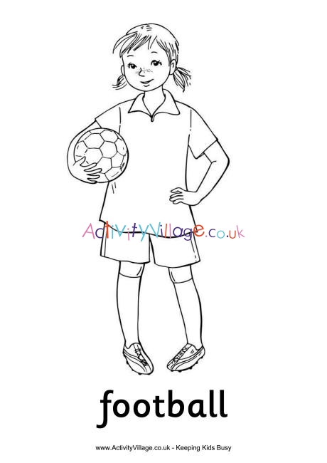 Football girl colouring page