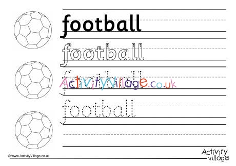 Football Handwriting Worksheet 2