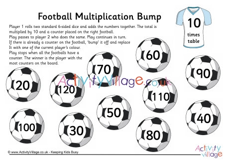 Football multiplication bump - 10 times table