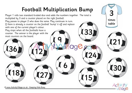 Football multiplication bump - 3 times table