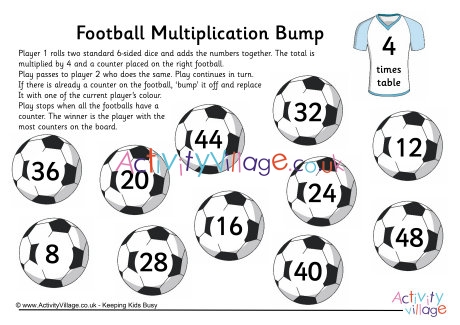 Football multiplication bump - 4 times table