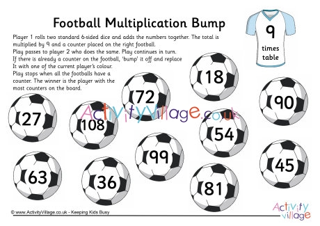Football multiplication bump - 9 times table