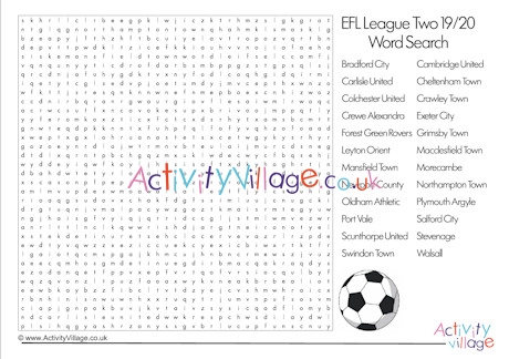 Football teams of the EFL League Two word search