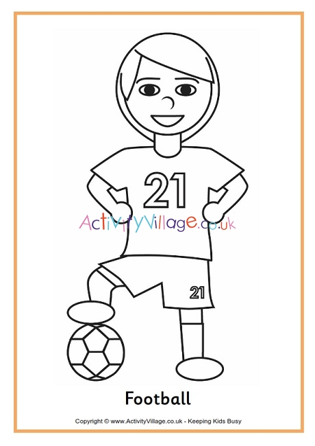 Footballer colouring page