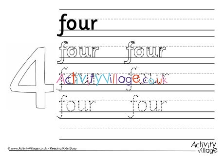 Four handwriting worksheet 