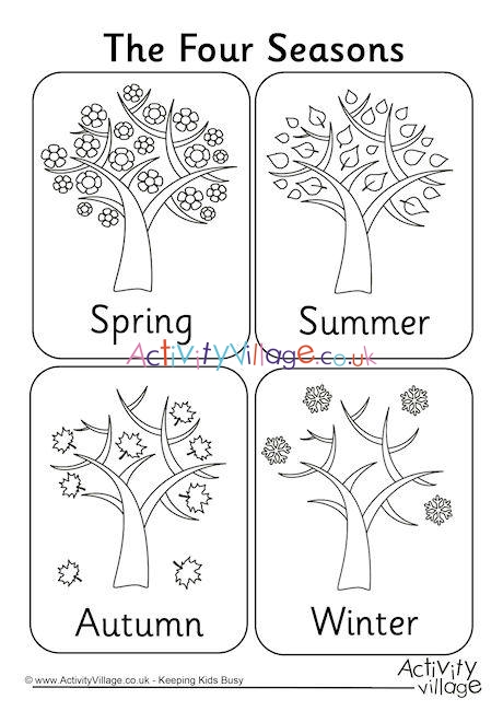 Four seasons colouring page