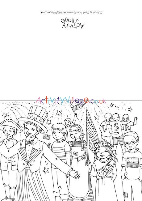 Fourth Of July Colouring Card