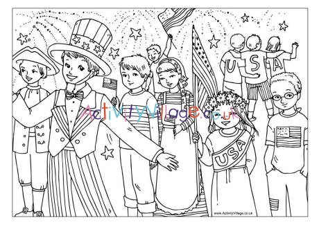 Fourth of July colouring page