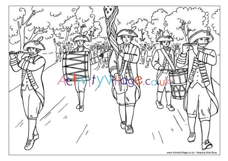 Fourth of July parade colouring page