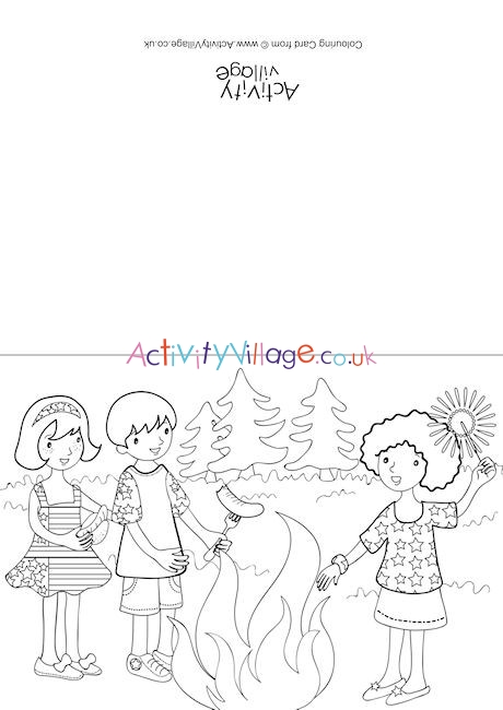 Fourth Of July Picnic Colouring Card