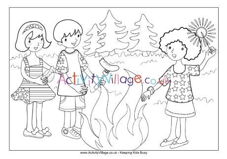 Fourth of July picnic colouring page