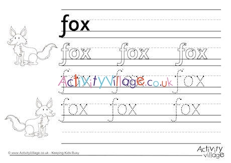 Fox Handwriting Worksheet