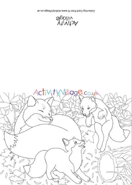 Foxes Scene Colouring Card