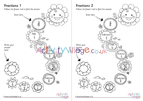 Fractions worksheets - flowers