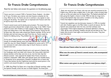 Francis Drake Comprehension