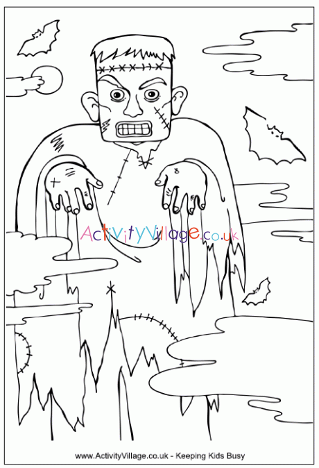 Frankenstein monster colouring page