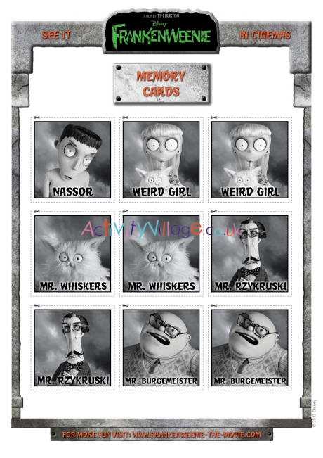 Frankenweenie memory cards