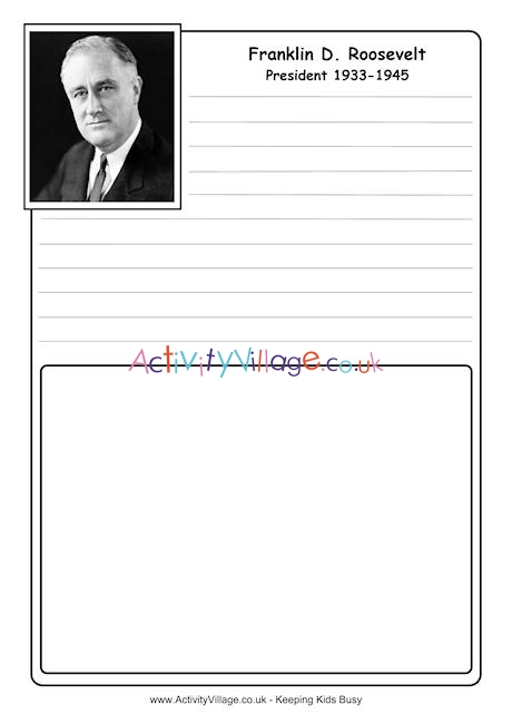 Franklin D Roosevelt notebooking page