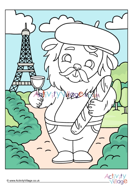 French lion colour pop colouring page