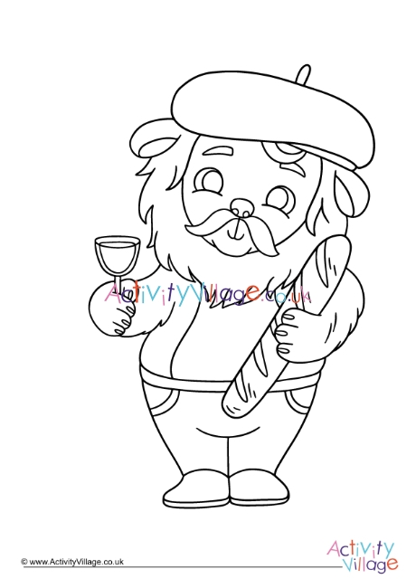 French lion colouring page 1