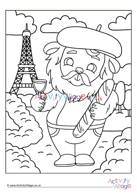 French lion colouring page 2