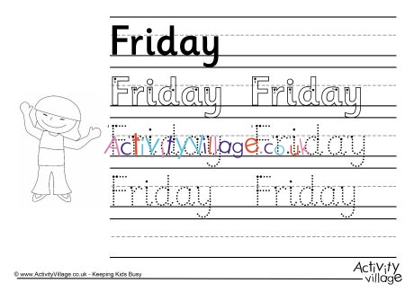 Friday handwriting worksheet