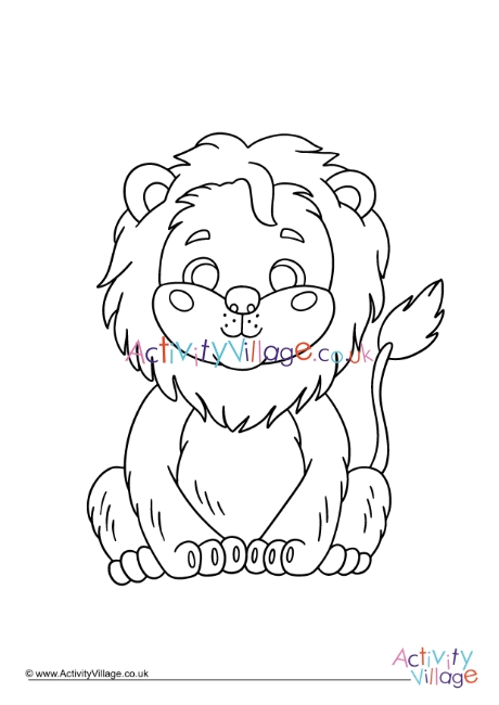 Friendly lion colouring page 1