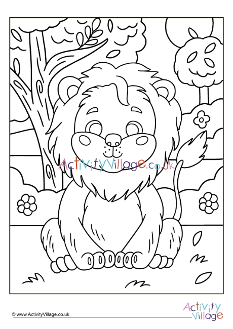 Friendly lion colouring page 2