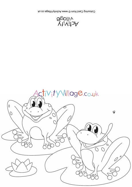 Frogs scene colouring card