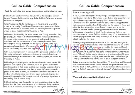 Galileo Galilei Comprehension