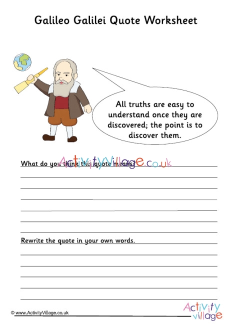Galileo Galilei Quote Worksheet