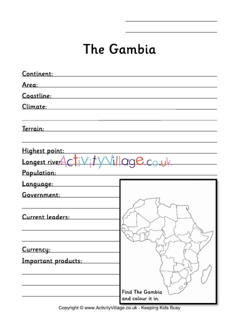 Gambia Fact Worksheet