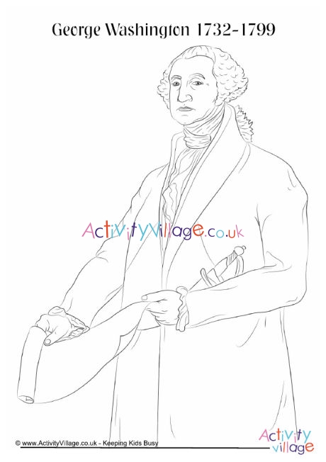 George Washington portrait colouring page