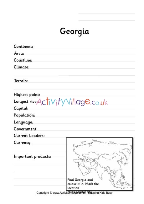 Georgia Fact Worksheet